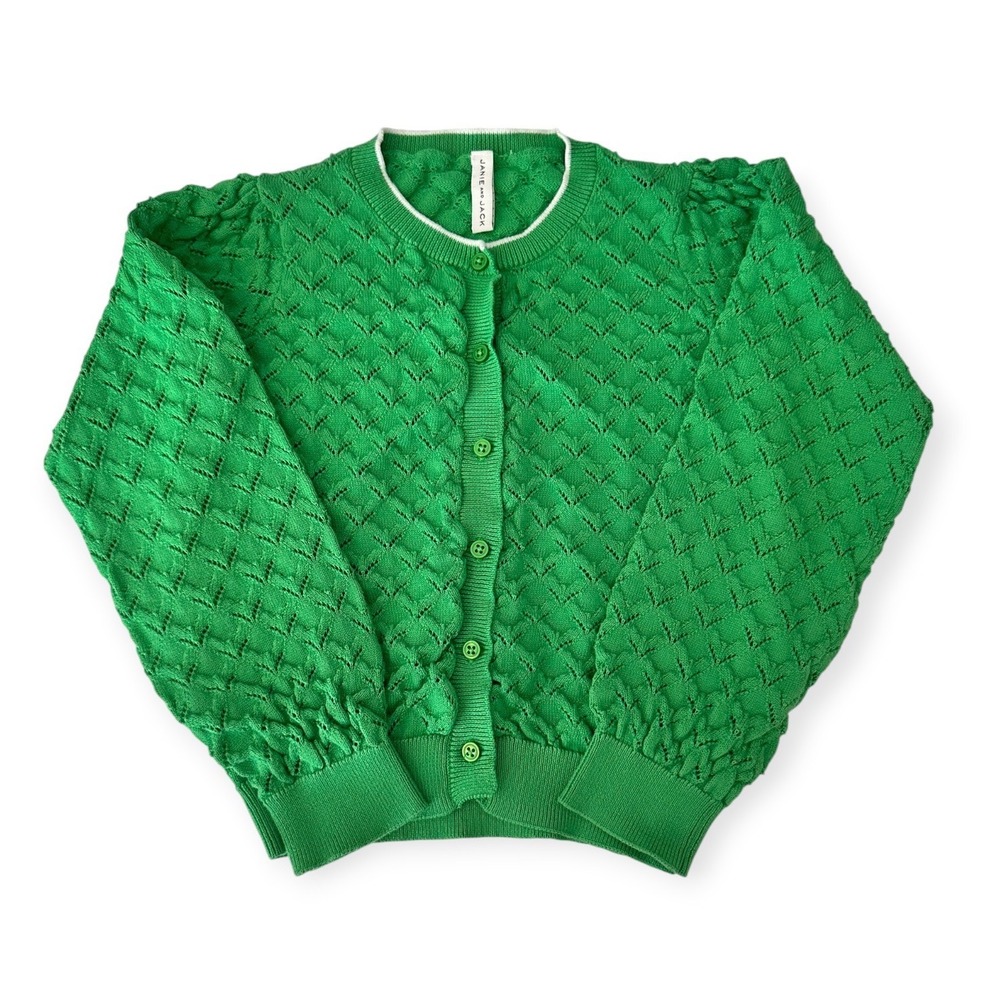 Janie and Jack Cardigan Sweater Green Excellent 7 Kids